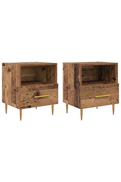vidaxl Noptieră 2 pcs Lemn vechi 40 x 35 x 47,5 cm Lemn compozit