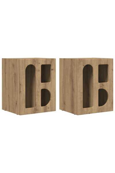 vidaxl Noptieră 2 pcs Stejar Artizanal 40 x 35 x 50 cm Lemn compozit