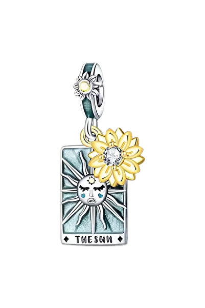 DANGLE Güneş The Sun Tarot Kartı Sallantılı 925 Ayar Gümüş Charm