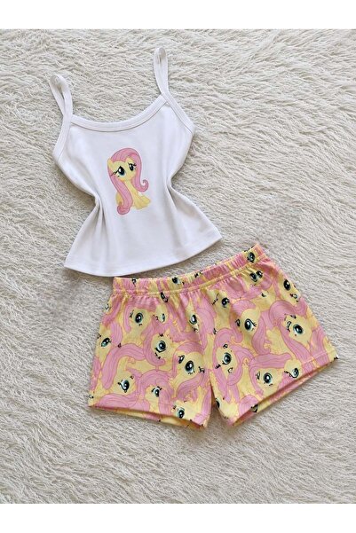 BALİNA Set scurt elegant cu imprimeu, galben Fluttershy My Little