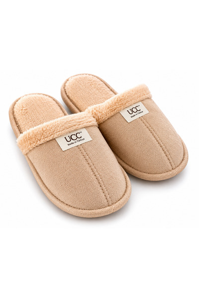 Noliva Women's Winter Plush Lined House Slippers Comfortable Sole Tan Slippers