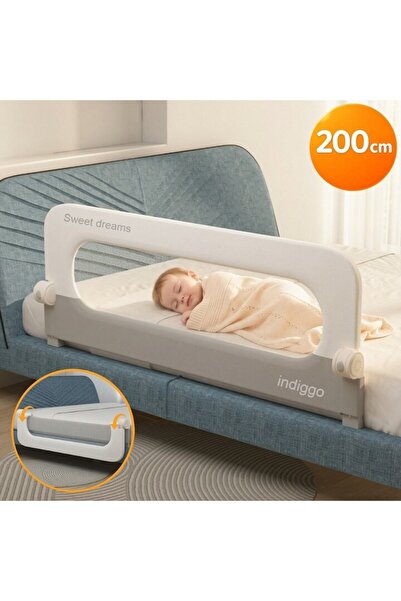 indiggo Barieră de protecție pentru pat 200 cm SafeSleep Pliabilă 180 °   Eas...
