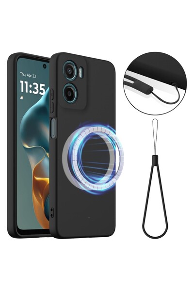 sscase MagSafe Solid Color Θήκη Σιλικόνης Black (Motorola Moto E15 / G05)