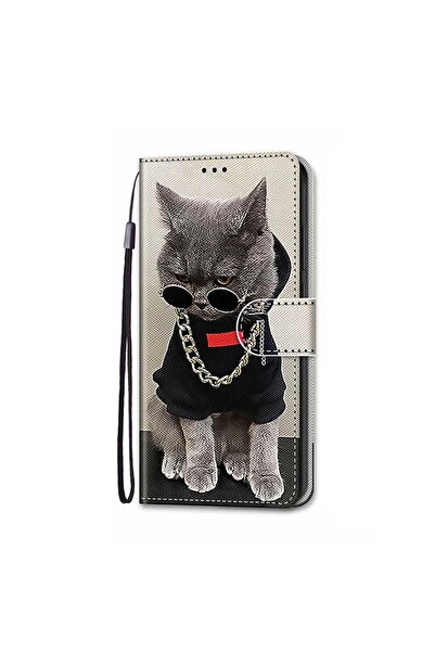 sscase Coloured Drawing Θήκη Πορτοφόλι Golden Chain Grey Cat (Xiaomi Redmi No...