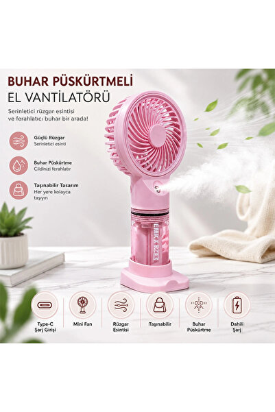 Yenimiyeni Su Püskürtmeli Su Hazneli Mini El Fanı Şarjlı Soğutucu Vantilatör ...
