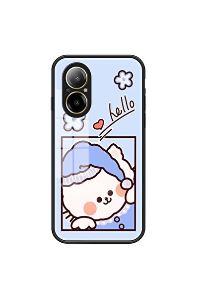sscase Cartoon Θήκη Σιλικόνης με Τζάμι Blue Cat (Realme C67 4G)