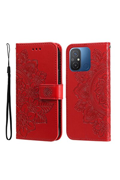 sscase 7-Petal Flowers Θήκη Πορτοφόλι Red (Xiaomi Redmi 12C)
