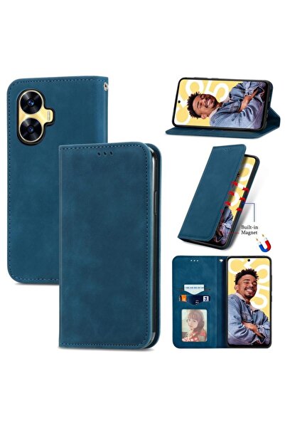 sscase Retro Magnetic Leather Θήκη Πορτοφόλι Blue (Realme C55)