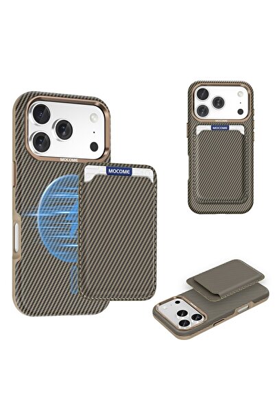 sscase Carbon Fiber Σκληρή Θήκη με Αποσπώμενη Θήκη για Κάρτα Brown (Apple iPh...