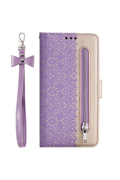 sscase Lace Flower Zipper Θήκη Πορτοφόλι Purple (Apple iPhone X/Xs)