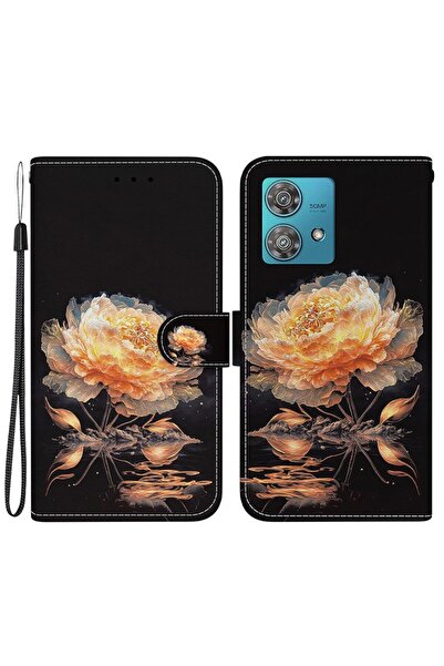 sscase Colored Drawing Θήκη Πορτοφόλι Gold Peony (Motorola Edge 40 Neo)