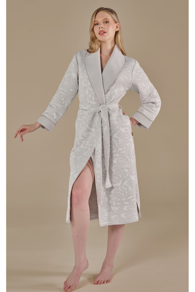 Nuşa Women's Jacquard Quilted Fabric Bamboo Cotton Dressing Gown