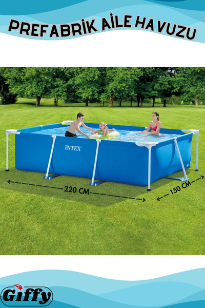 giffy EASY Dikdörtgen Prefabrik Aile Havuzu 220x150x60 cm Metal Frame Bahçe H...