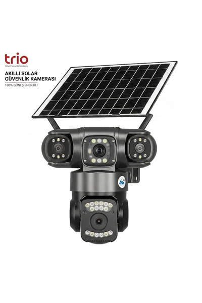 VOREX TRIO TR-SGX349 4G + WiFi Güneş Enerjili Triple Lens PTZ Güvenlik Kamera...