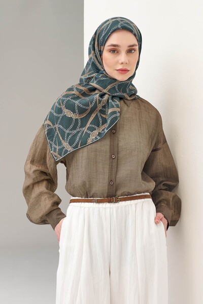 Silk Home وشاح مونار بحزام زمردي 90x90