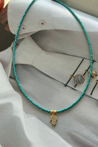 Trendy Butik قلادة فاطمة آنا إيلي موديل مرصعة بالخرز الفيروزي
