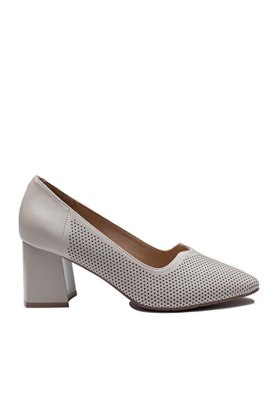 UrbanShoes Pantofi casual cu toc damă din piele naturală - 3519 Taupe Închis ...