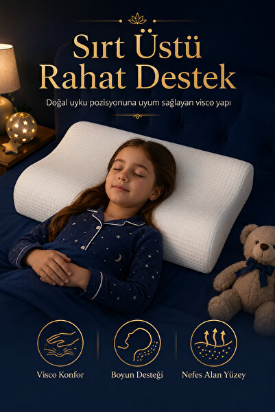 EpiRelax Çocuk Visco Uyku Yastığı – Boyun Destekli Ergonomik Tasarım ve Yumuş...