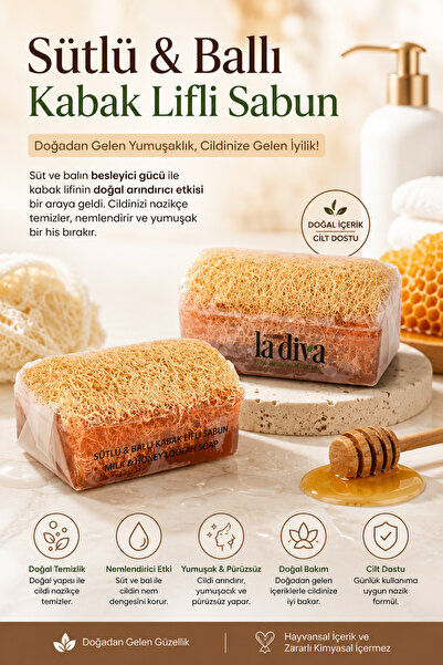 La Diva Sütlü & Ballı Kabak Lifli Sabun 130g / 2 Adet