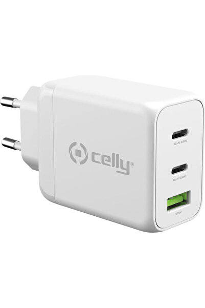 Celly Ασύρματος φορτιστής GaN με θύρα USB-A και 2 θύρες εξόδου USB-C, Παροχή ...