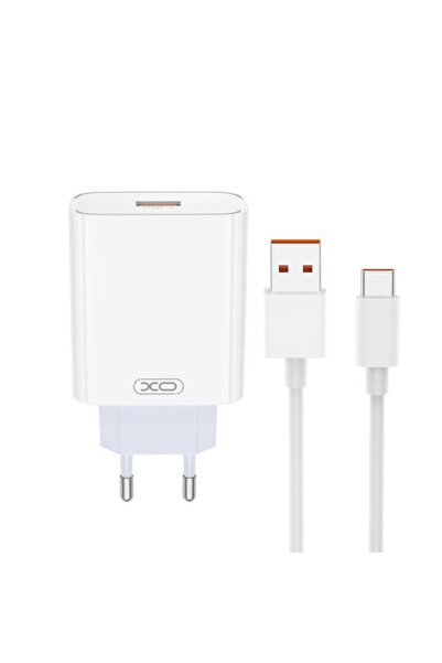 Xo Φορτιστής με θύρα USB-A και καλώδιο USB-C 120W Quick Charge 3.0 Λευκός (L164)