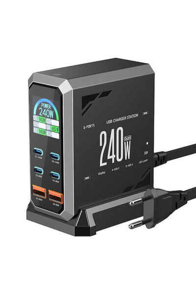 BlitzWolf Βάση Φόρτισης GaN με 2 θύρες USB-A και 4 θύρες USB-C, Παροχή Ισχύος...