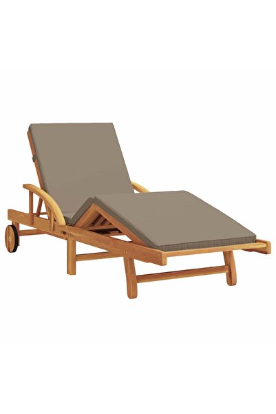 vidaxl Sun Lounger Taupe Grey 200 x 67 x 84 cm Solid Acacia Wood