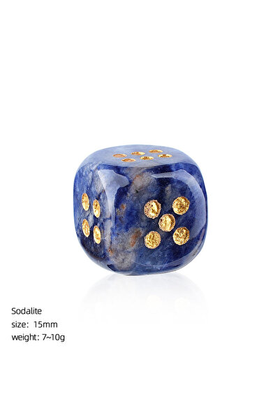 Choice5 15mm-1pc Sodalite 1pc Natural Stone Crystal Dice Beads Casual Board G...