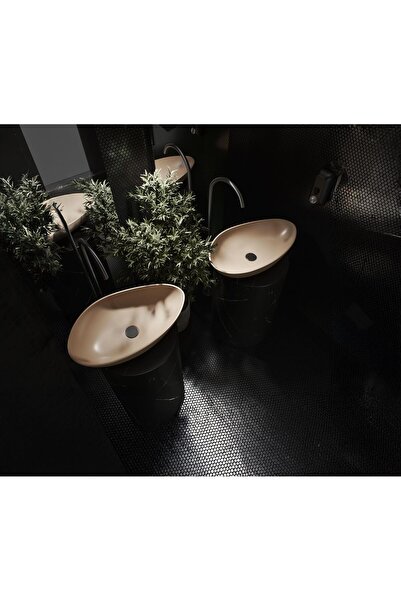 TURKUAZSERAMİK Turkuaz Olive Tezgahüstü Mat Cappuccino Lavabo 61*34 cm
