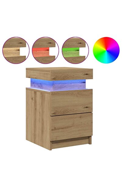vidaxl Noptiere 2 buc LED stejar artizanal 35x39x55 cm lemn prelucrat