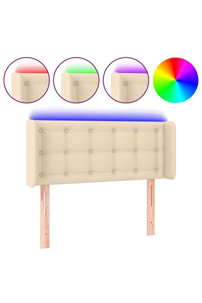 vidaxl LED headboard, cream, 103x16x78/88 cm, textile