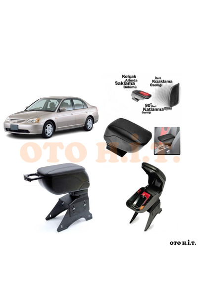 OTO H.İ.T. HONDA CİVİC VTEC 1 Uyumlu Kol Dayama Ve Kolçak Sürgülü Bardaklıklı...