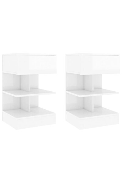 vidaxl Noptiere, 2 buc., alb extralucios, 40x35x65 cm