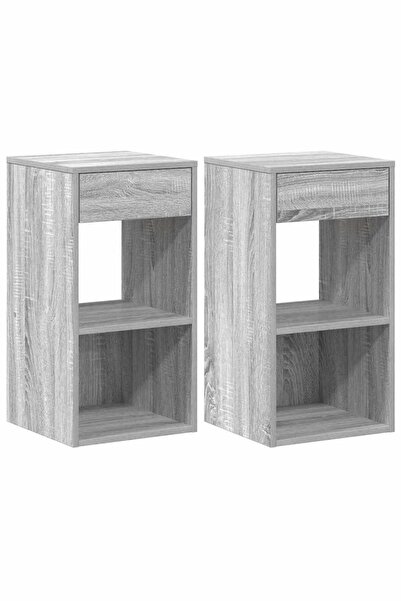 vidaxl Noptiere cu sertar 2 buc Gri Sonoma 35x34x66,5 cm
