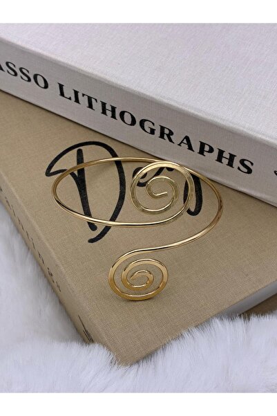 Hedef Bijuteri Flat Flat Spiral Model Gold Color Adjustable Arm Pazu Bracelet...