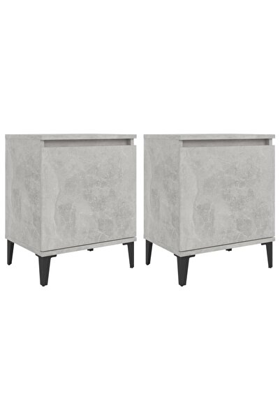 vidaxl Noptiere cu picioare metalice, gri beton, 40x30x50 cm