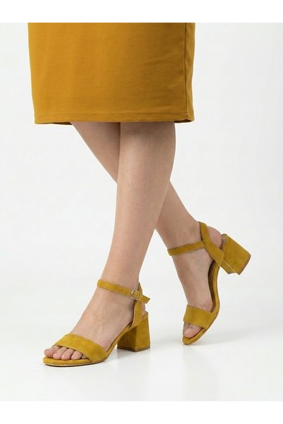 Ayalbuzenne Mustard Luxury Suede Single Strap Heel Height 5.0