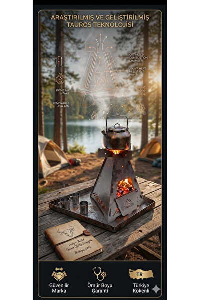 Tauros Atölye Tauros Premium Portatif Roket stove Kamp Ocağı Ve kamp sobası