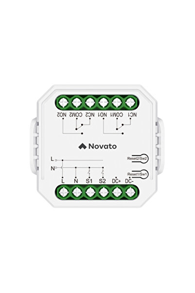 Novato WiFi Çift Kuru Kontak Çıkışlı Röle ( Tuya, Smart Life Uyumlu )