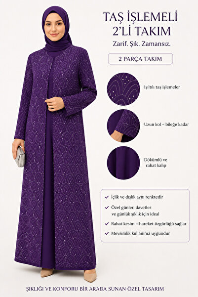 AVCILAR EXPORT WEAR Tesettür Kadın 2 li takım Abiye