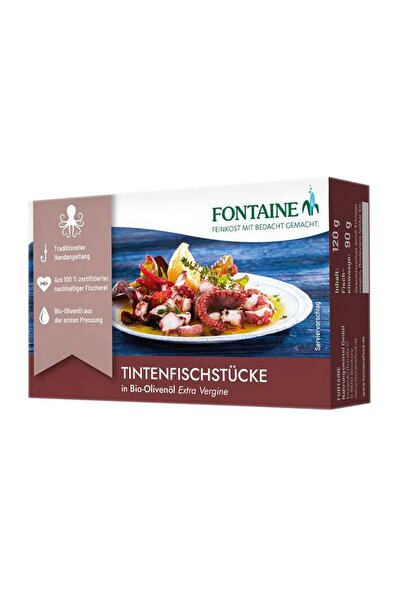 Fontaine Bucăți de caracatita în ulei de masline bio extravirgin, 110g