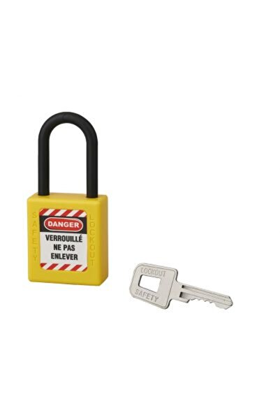 THIRARD Industrial safety padlock, 40 mm, 6 x 38 mm, yellow