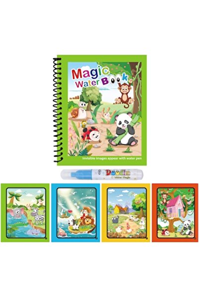 Joynix Carte de colorat cu apă, reutilizabilă – Model Zoo / Subacvatic / Panda