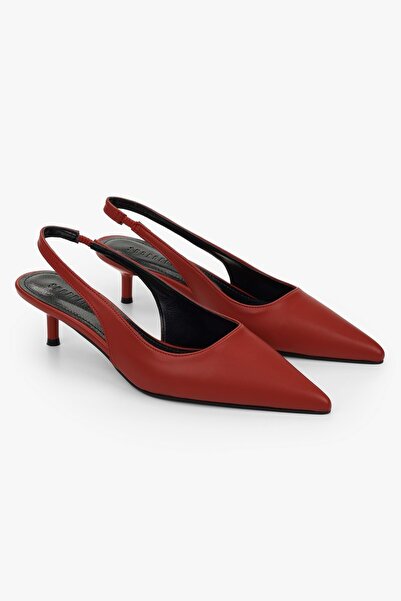 Shoeberry Women's Kate Matte Red Skin Mini Heeled Stiletto