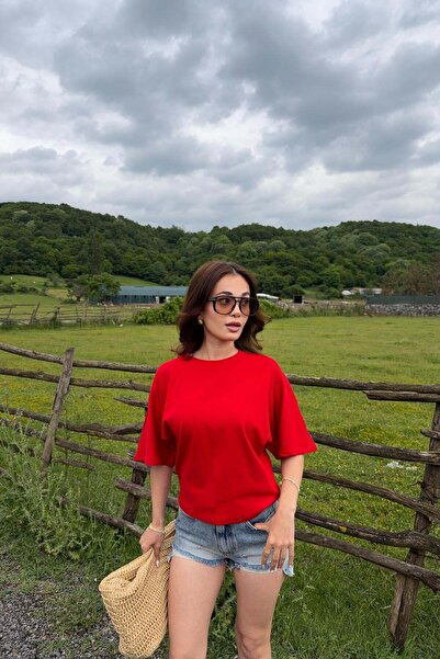 mylove Back Seam Bat Sleeve Blouse Red