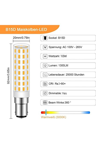 Other B15D LED Bulb 100 W Replaces Osram Halolux Ceram, Warm White 3000 K Dim...