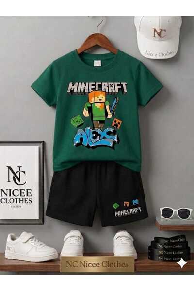 NC Nicee Clothes LETNJA DEČJA MAJICA I KRATKE PANTALONE UNISEKS (MINECRAFT IZ...