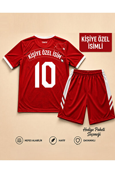 The RAVEN Kişiye Özel İsimlİ Premium Türkiye Serisi Kırmızı Çocuk Futbol Form...