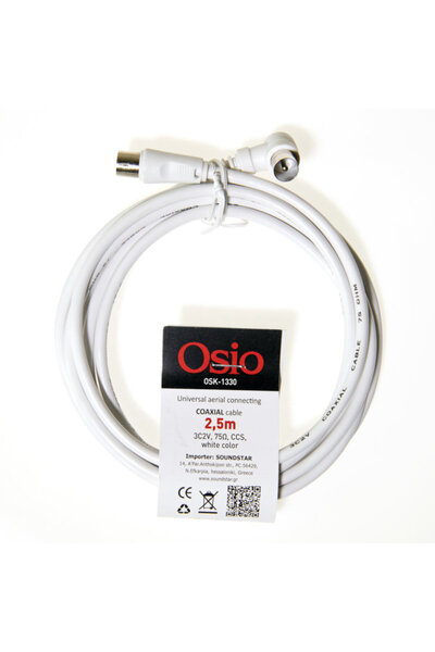 OSIO OSK-1330 Ομοαξονικό καλώδιο κεραίας γωνιακό αρσενικό σε θηλυκό 2.5 m 75 Ω