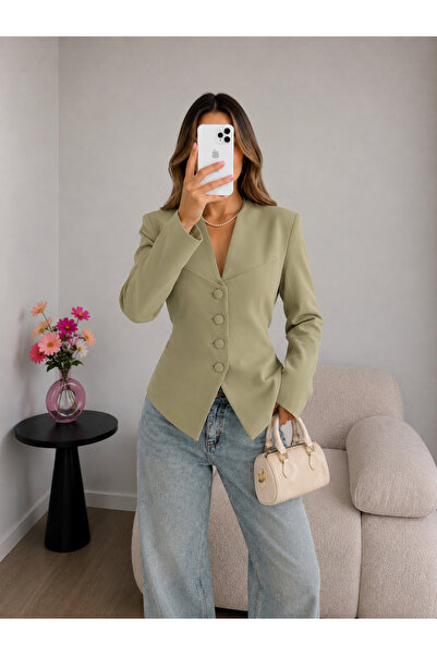 Ekim Store Jachetă tip blazer crop, cu legături în talie